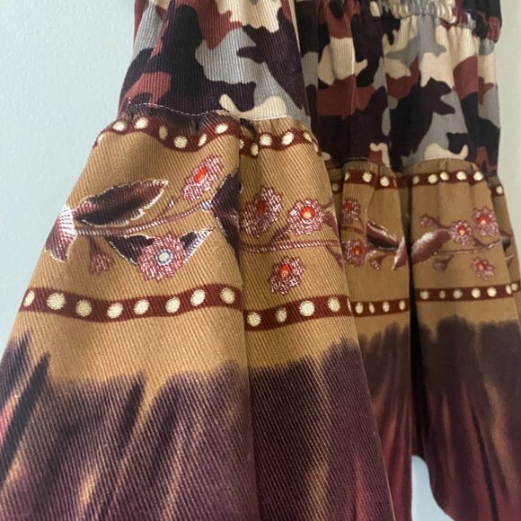 Handmade Children's 100% Cotton Corduroy Brown Tan Multicolour Dress - Picture 7 of 15